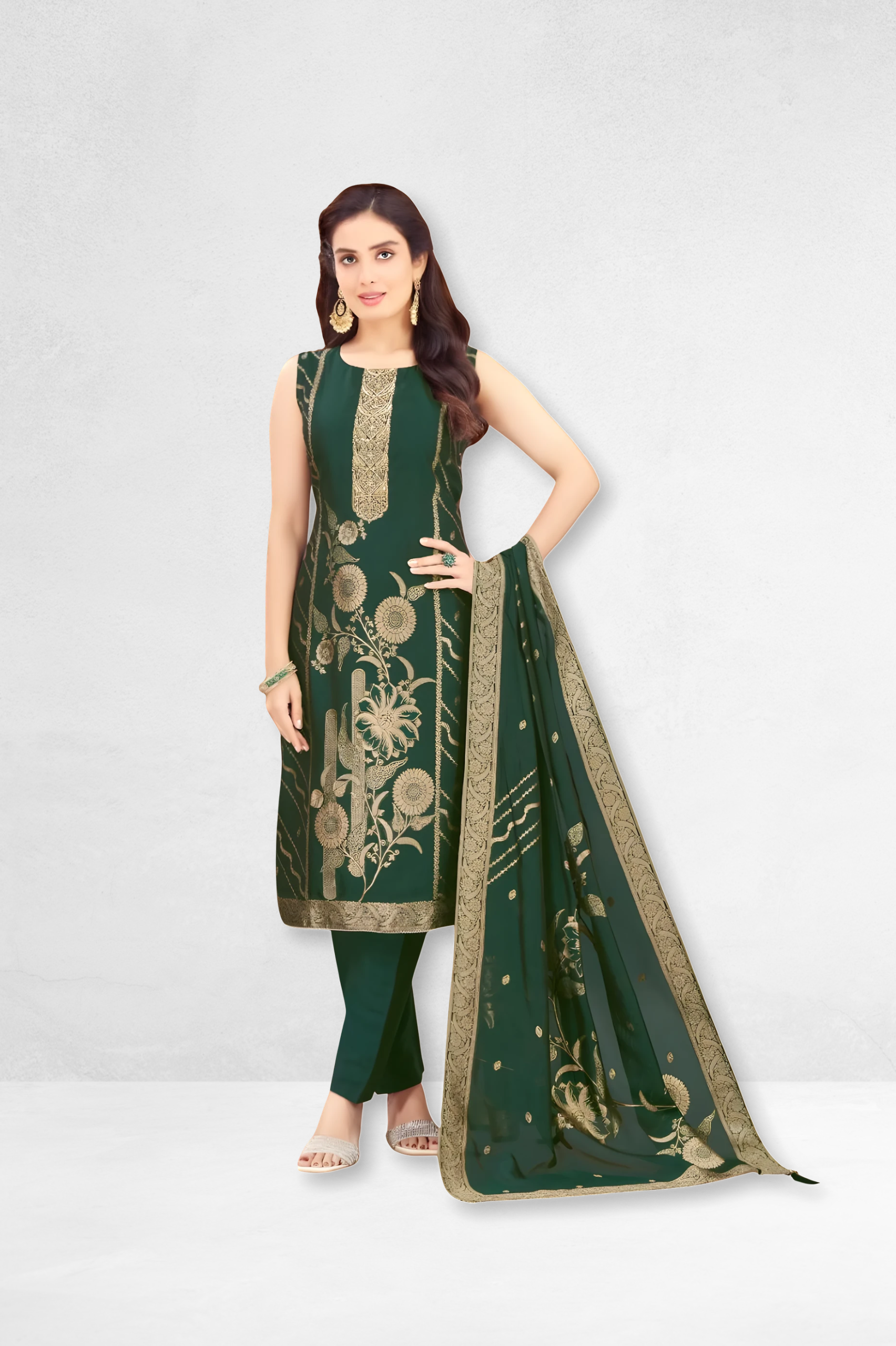 Pure Silk Green Kurta Set